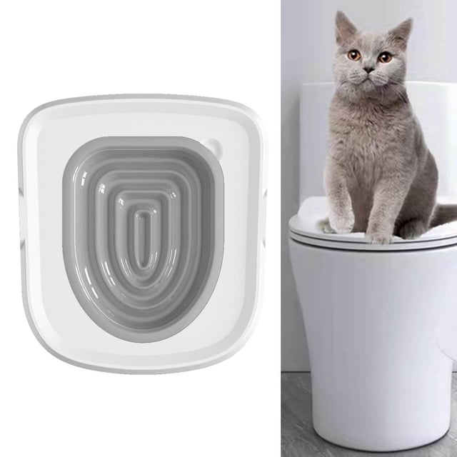 Kit de Entrenamiento de Inodoro Profesional para Gatos, Orinal de Plástico para El Hogar, Asiento para Orinal, Bandeja de Arena para Gatos, Entrenador , GRIS 38x34x3.2cm Colco entrenamiento para ir al baño del gato