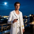 thumbnail image 6 of Gold Trim Victorian Tailcoat, Gold Trim Victorian Long Tail Coat, Double Layer Steampunk Formal Tailcoat for Halloween Noble Pirate Magician Cosplay, 5 Color Medieval Vintage Stage Costume, Red L, 6 of 8