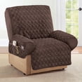 thumbnail image 3 of Collections Etc Diamond-Shape Quilted Stretch Recliner Cover with Storage Pockets and Elastic Straps - Furniture Protector, Chocolate, Recliner, 3 of 4