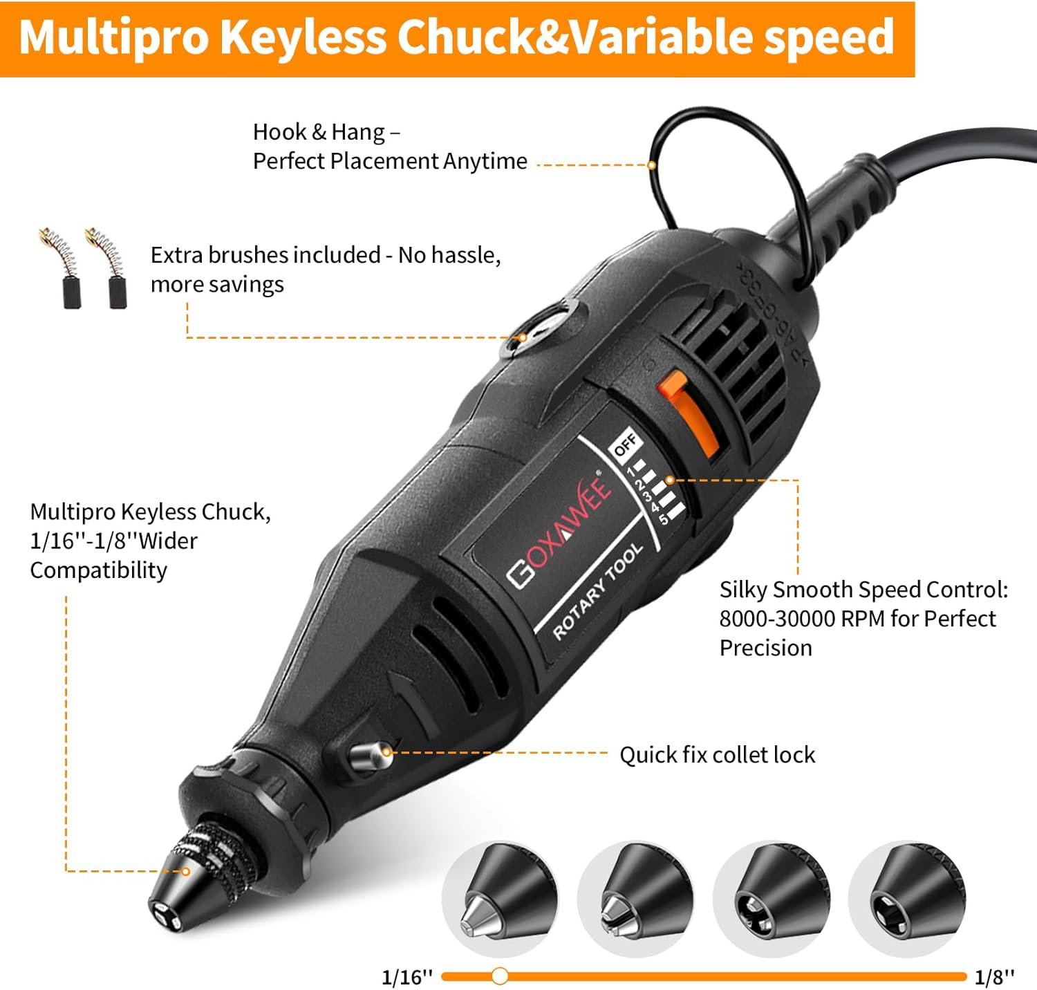 Speedwow 160W Rotary Tool Kit with Flex Shaft and 160 Accessories photo 3