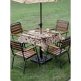 thumbnail image 4 of Outdoor Tablecloth with Umbrella Hole for Patio/Picnic/Party/Camping, Rustic Star Brown Waterproof Table Cloth Square Cover Washable, Vintage Plants Berry Wooden Grain (60"x 60"), 4 of 8