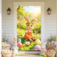 thumbnail image 4 of Nkmbld Easter Bunny Door Cover Banner, Colorful Eggs Flowers Bunny Ears Wreath Design Backdrop,Spring Door Decoration Outdoor Indoor Party Wall Decor, 4 of 8