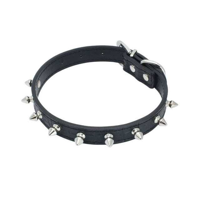 CHUANK Collier pour Chien à Pointes en Cuir avec Rivets et Clous, Collier Ajustable pour Chat