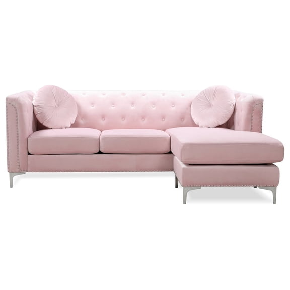 Glory Furniture Pompano Sofa Chaise in Pink Color