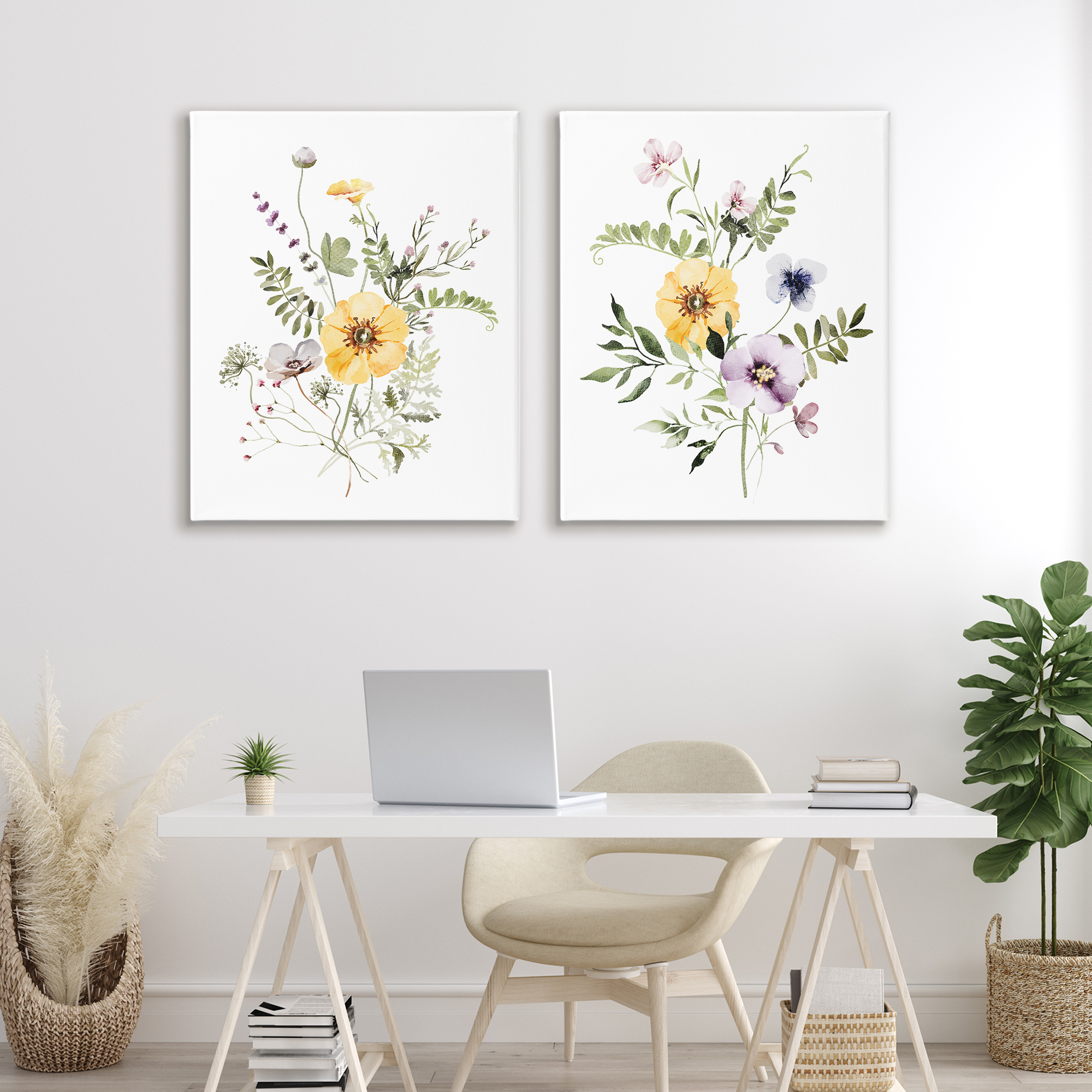Bundles of Gardening Herbs 2 Piece Canvas Wall Art Set, design by Lettered and Lined