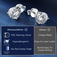 thumbnail image 6 of MomentWish Stud Earrings for Women 3 Carat Moissanite Solitaire Earrings 925 Sterling Silver Mother's Day Gift, 6 of 10
