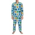 thumbnail image 3 of Honeii Cartoon Monster Pattern Mens Pajamas Set,2pcs Men's Lounge Long Sleeve Sleep Shirt and Pajama Bottoms Sleepwear Set,Mens Pjs Sets-Medium, 3 of 7