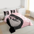 thumbnail image 3 of Homewish Botanical Plants Leaves Full Size Comforter Sets 3-Piece for Female Men Women,Retro Vintage Aesthetic Bedding Comforter Set,Mid Century Stripes Lightweight Bedding Sets, 3 of 8