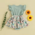 thumbnail image 3 of Bagilaanoe Newborn Summer Outfits Baby Girl Rompers Dress Floral Print Fly Sleeve Bodysuits 3M 6M 9M 12M Infant Patchwork A-line Dresses, 3 of 7