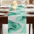 thumbnail image 3 of Table Runners 60 Inches Long Dress Scarves, Green Marble Farmhouse Kitchen/Dining Table Runner, Small Coffee Tablerunners, Summer Ocean Wave Green Ombre 13x60 Inch, 3 of 9