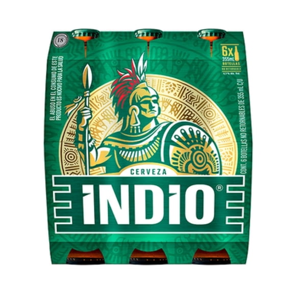 Cerveza oscura Indio   6 botellas de 355 ml c/u