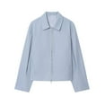 thumbnail image 1 of WRKEKC Veste d'Automne pour Femmes Décontractée Col Cranté Surdimensionnée Couleur Unie Manches Longues Manteau Léger Blazer Extérieur Haut pour Femmes Bleu Ciel G, 1 of 3