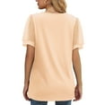 thumbnail image 6 of Elainilye Fashion Women's Shirts Causal V-Neck Vintage Solid Blouse Short Sleeve T-Shirt Summer Tops Blouse,Orange, 6 of 8