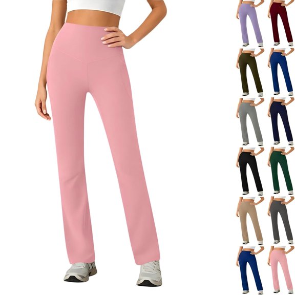 Tqcoqu Womens High Waist Yoga Pants,Stretchy Casual Trousers Straight Leg Pull On with Pockets,Army Green Women's S-XXL