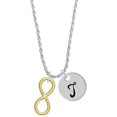 thumbnail image 1 of Delight Jewelry Goldtone Large Infinity Sign Silvertone Script Initial Disc - T - Charm Necklace, 20"+3", 1 of 4