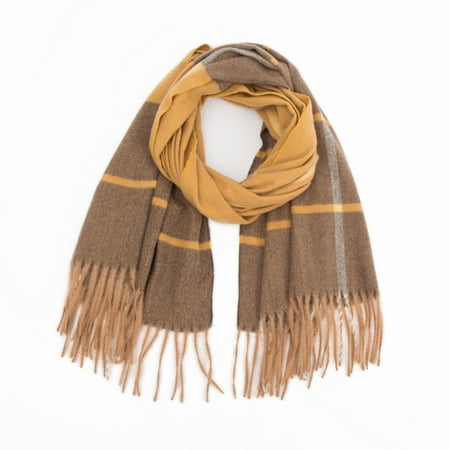 

Dadaria Womens Scarf 200*50CM Autumn Winter Ladies Stripe Plaid Splicing Scarf Warm Shawl Scarf Rose Gold Women