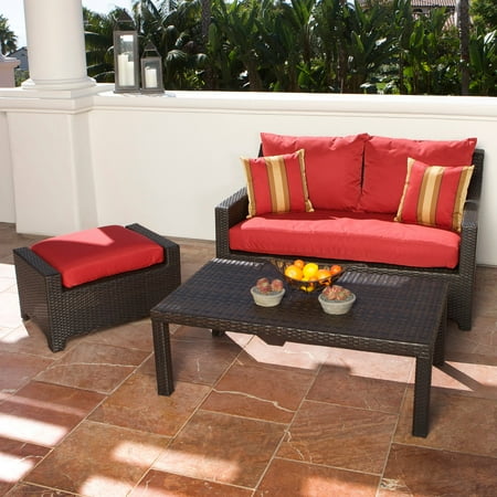 RST Outdoor Cantina Loveseat and Ottoman with Coffee Table