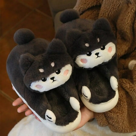 

CoCopeanut Cute Hug Cat Slipper for Women Kawaii Cuddle Animal Style Girls Home Slippers Winter Plush Warm Female Indoor Faux Fur Flip Flop
