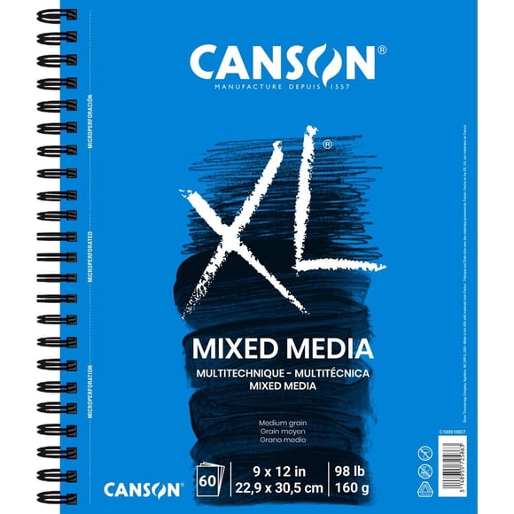 Canson - Bloc multimedia XL Mix, 60 hojas, 9 x 12 pulgadas