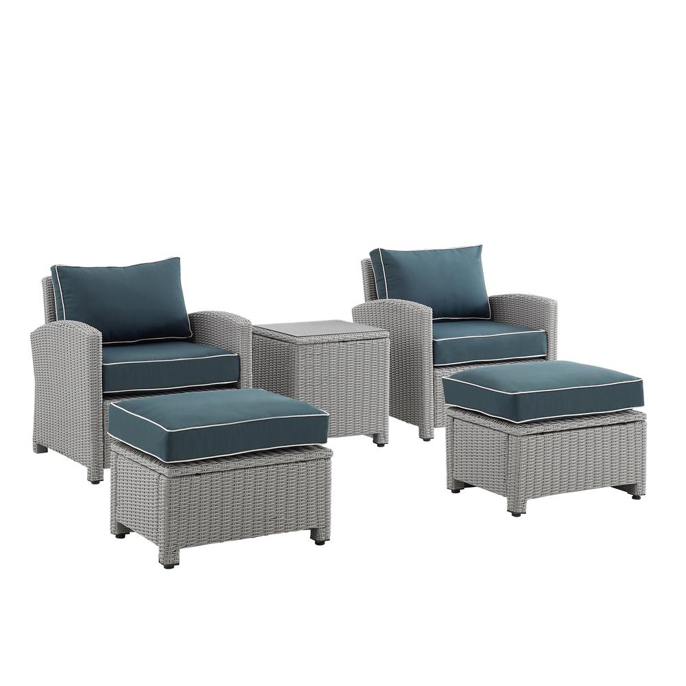 Crosley Furniture Bradenton 5-piece Fabric Outdoor Chair Set in Navy/Gray - image 2 of 15