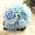 thumbnail image 4 of Artificial Flower Bouquet 2pcs 12 Inch Wedding Bouquet for Bridal Bridesmaid Home Décor DIY Floral Arrangement(Light Blue), 4 of 5