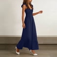 thumbnail image 4 of Elara Dresses For Women Summer Flowy Maxi Dress Casual Cap Sleeve V Neck Smocked Beach Womens Dresses for Work, 4 of 5