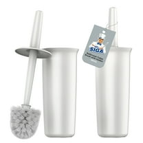 MR.SIGA Toilet Bowl Brush and Holder for Bathroom Cleaning, White, 2 Pack