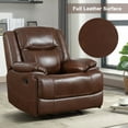 thumbnail image 3 of Bonzy Home 37.4" Wide Genuine Leather Manual Zero Headroom Recliner Home Theater, 3 of 8