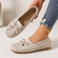 thumbnail image 2 of Miluxas Women's Loafers Slip on Bowknot Flats Shoes Round Toe Casual Comfort Walking Penny Loafers for Women Beige 6.5(38), 2 of 9