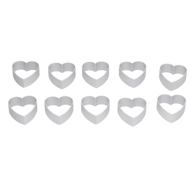 Juego de 10 moldes de acero inoxidable para pastel de luna, cortadores de galletas y bizcochos, para hornear, con forma de corazón.