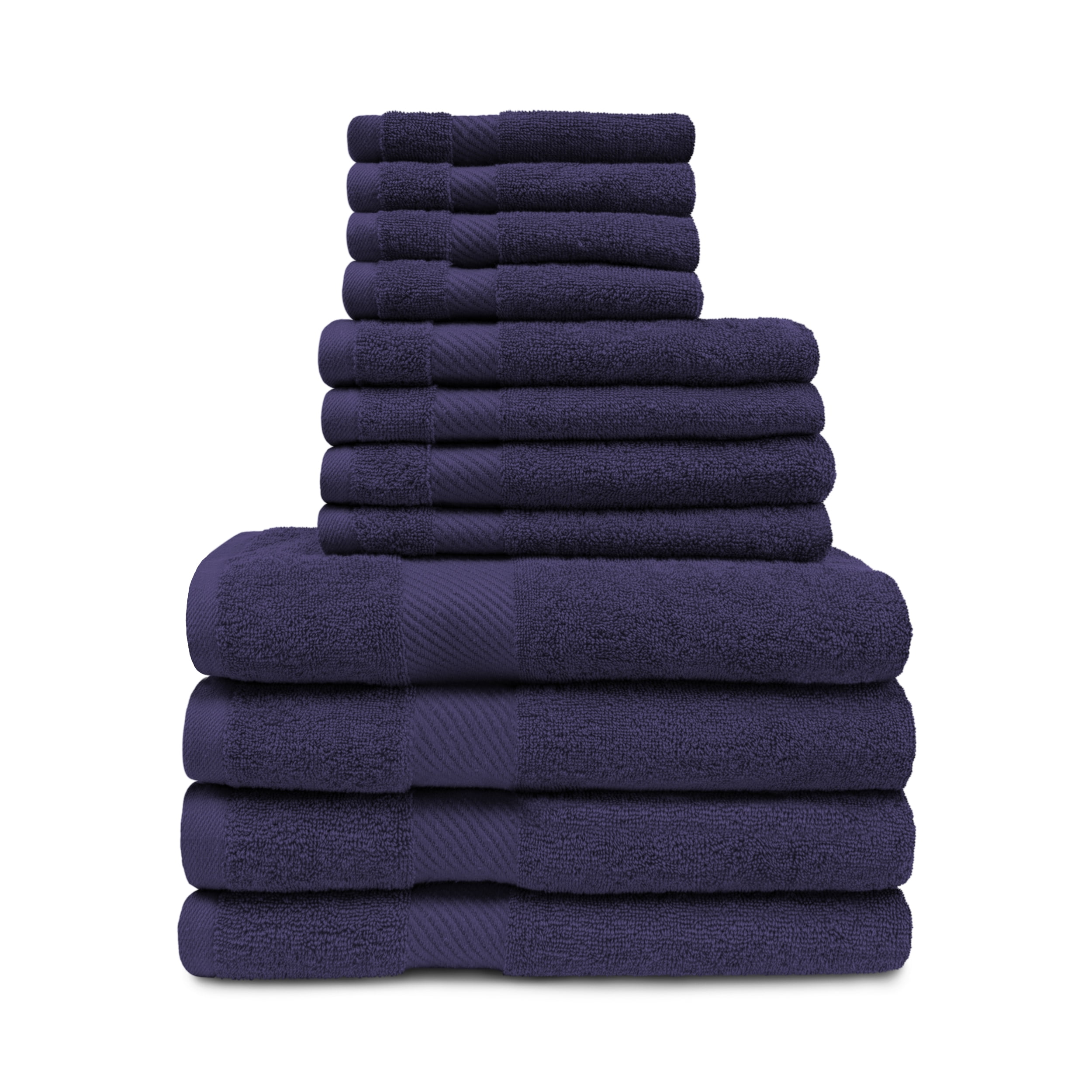 Solid Egyptian Cotton Towel by Blue Nile Mills 12PC Set, Navy Blue