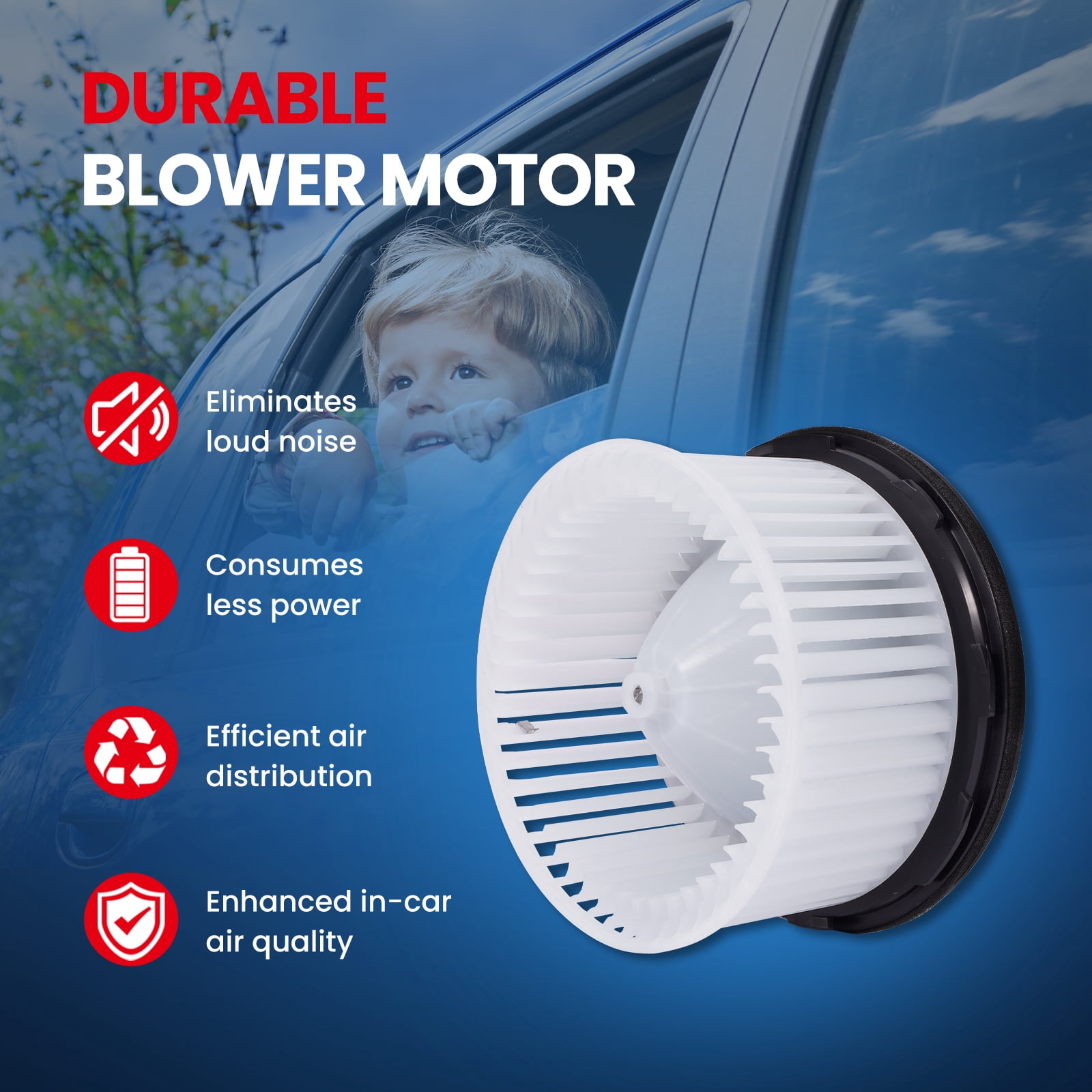 MOCA AUTOPARTS Heater Blower Motor with Fan Cage Fit for 07-13 Cadillac Escalade & 03-06 Chevrolet Silverado 2500 & 03-11 GMC Yukon w/o Custom Center Console