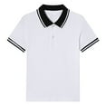 thumbnail image 4 of Linfrsh Little Boys Polo Shirt Summer Casual Short Sleeved Basic School Uniform Shirts Blouse Basic Versatile Summer Pullover Top T Shirt Toddler Kids Solid Color Clothes(Black,7-8 T), 4 of 4