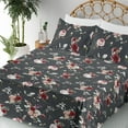 thumbnail image 3 of Ambesonne Garden Scene Fitted & Flat Sheet with Shams 4 Pcs Set, Floral Vintage Romance, Calking, Charcoal Grey and Burgundy, 3 of 5