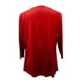 thumbnail image 5 of Rhuody Women's Tops Satin Push Up Neck Three Quarter Sleeve T Shirt Blouse T Shirt Versatile Wear Red S, 5 of 6
