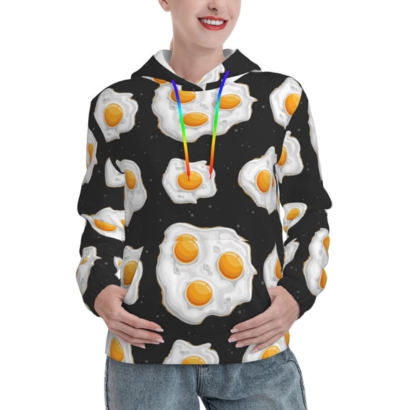 Hoodies for Women - Cute Fried Egg Comfrt Colour Drawstring Women'S Fashion Hoodies & Sweatshirts, Fall Outfits Clothes for Women 2024 Pullover with Kangaroo Pocket