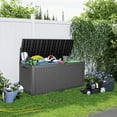 thumbnail image 4 of Joxxoaa 100 Gallon Resin Deck Box, Lockable Patio Outdoor Storage Box for Furniture, Garden Tools and Tools Storage, Waterproof Outside Storage Boxes - Patterned black, 4 of 6