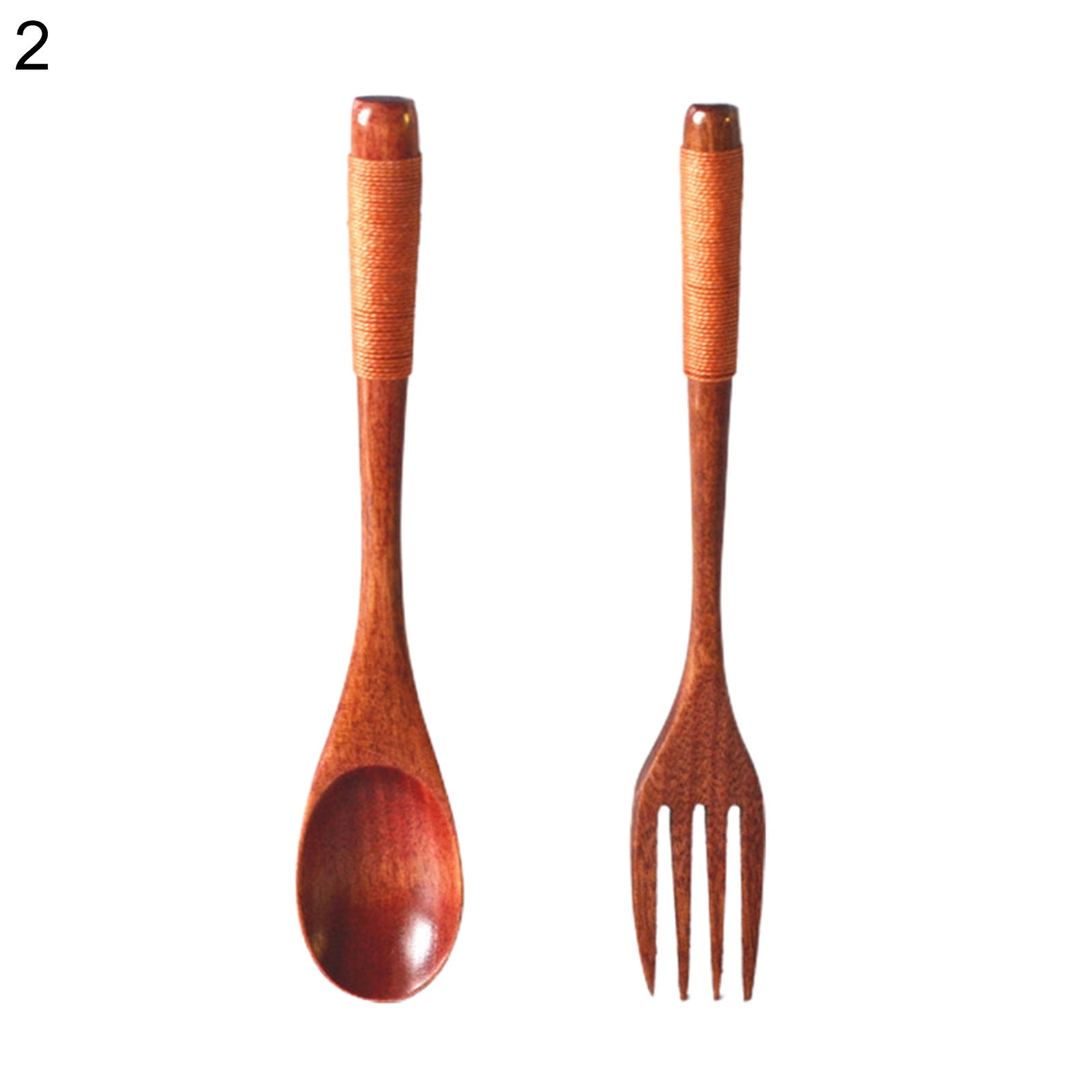 Wooden Long Handle Soup Spoon Honey Stirring Fork Kitchen Cooking Utensil Supply 