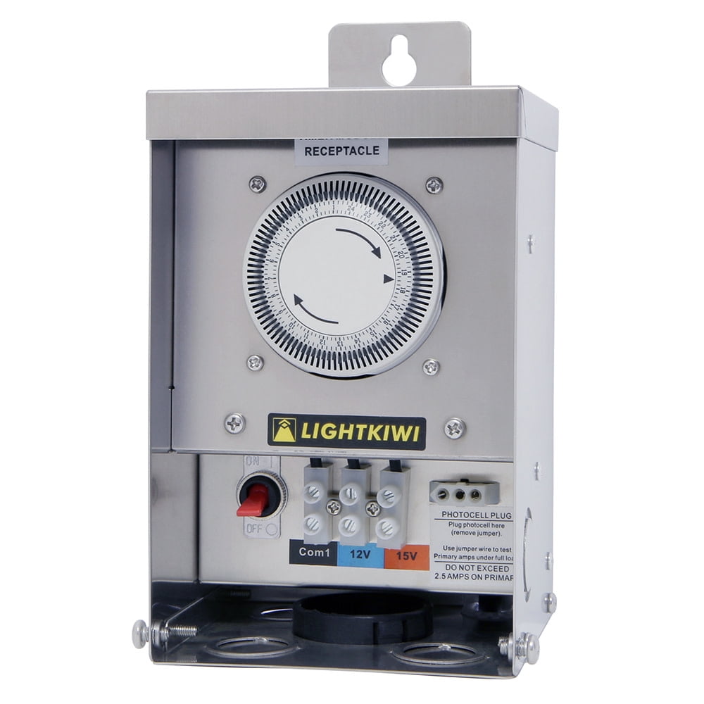 Lightkiwi U2184 75 Watt Heavy-Duty Stainless Steel (12V-15V) Multi-Tap Low Voltage Transformer for Landscape Lighting
