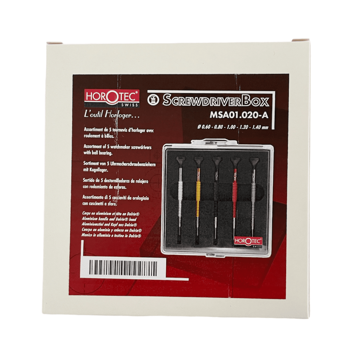 Horotec MSA 01.020-A set of 5 screwdrivers with ball bearings 0.60 to 1.40 mm