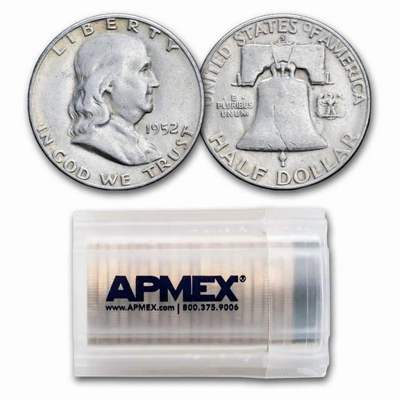1952-S Franklin Half Dollar 20-Coin Roll Avg Circ