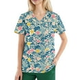 thumbnail image 4 of SAATLERI Scrub Tops Women Print Hawaiian Scrubs Top Floral Scrubs Shirts Soft Comfy Medical Nursing Uniform with Pockets, 4 of 4