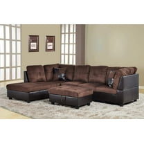 Ainehome 103.5" W Sectional Sofa, Chocolate Microfiber Living Room Set