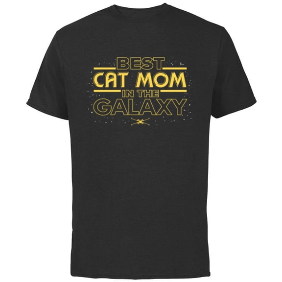 Star Wars Best Cat Mom in the Galaxy Birthday Mother’s Day- Short Sleeve Cotton T-Shirt for Adults - Customized-Black