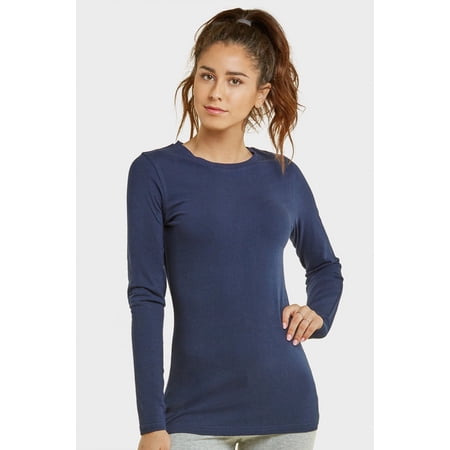 Sofra Women s Plus Size Long Sleeve Classic Fit Crew Neck T-Shirt Top