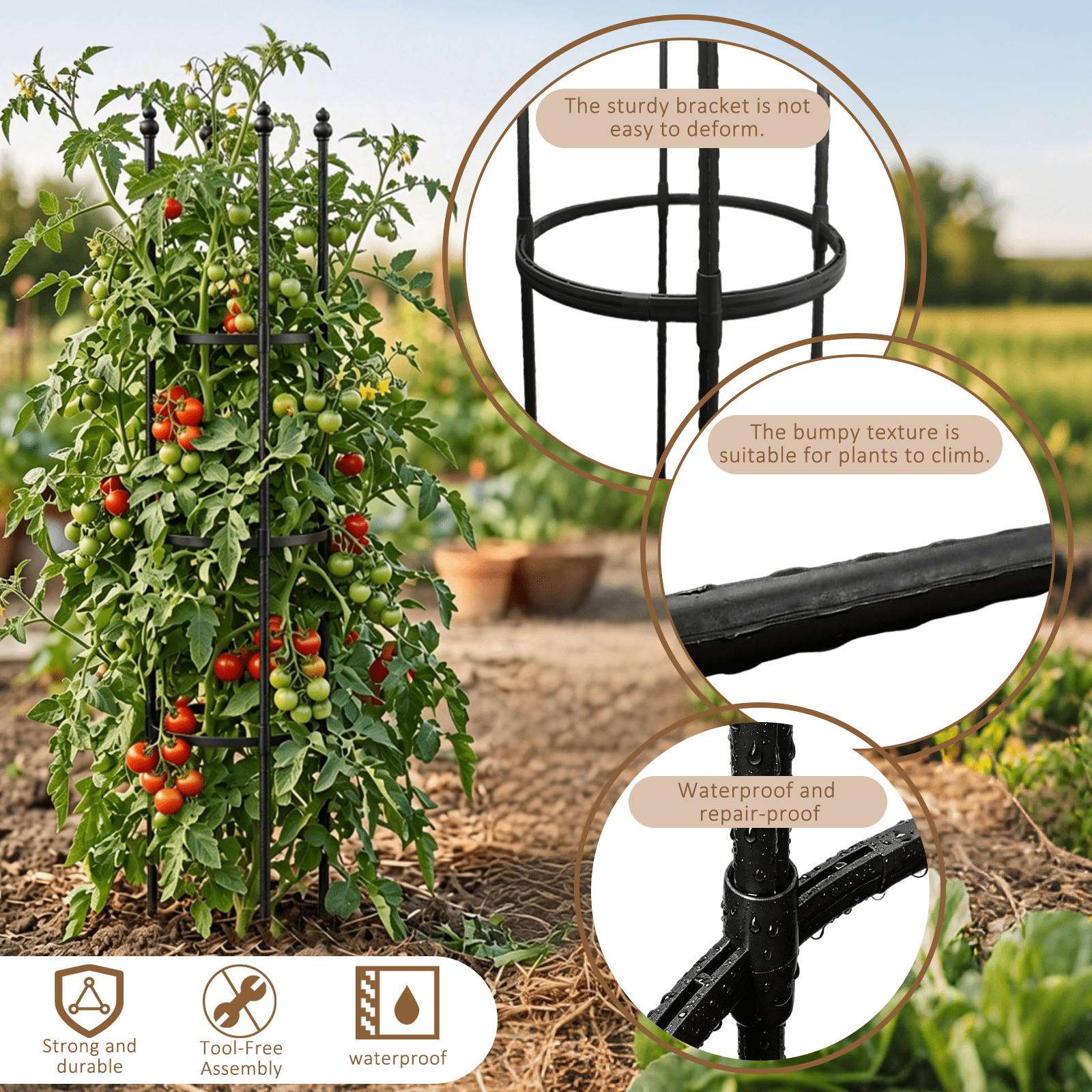 Garden Trellis, Tomato Cage Tall Plant Support Climbing Vines Flowers Stands Cucumber Trellis Plant cage(Tall 59 inches，2 Pack)