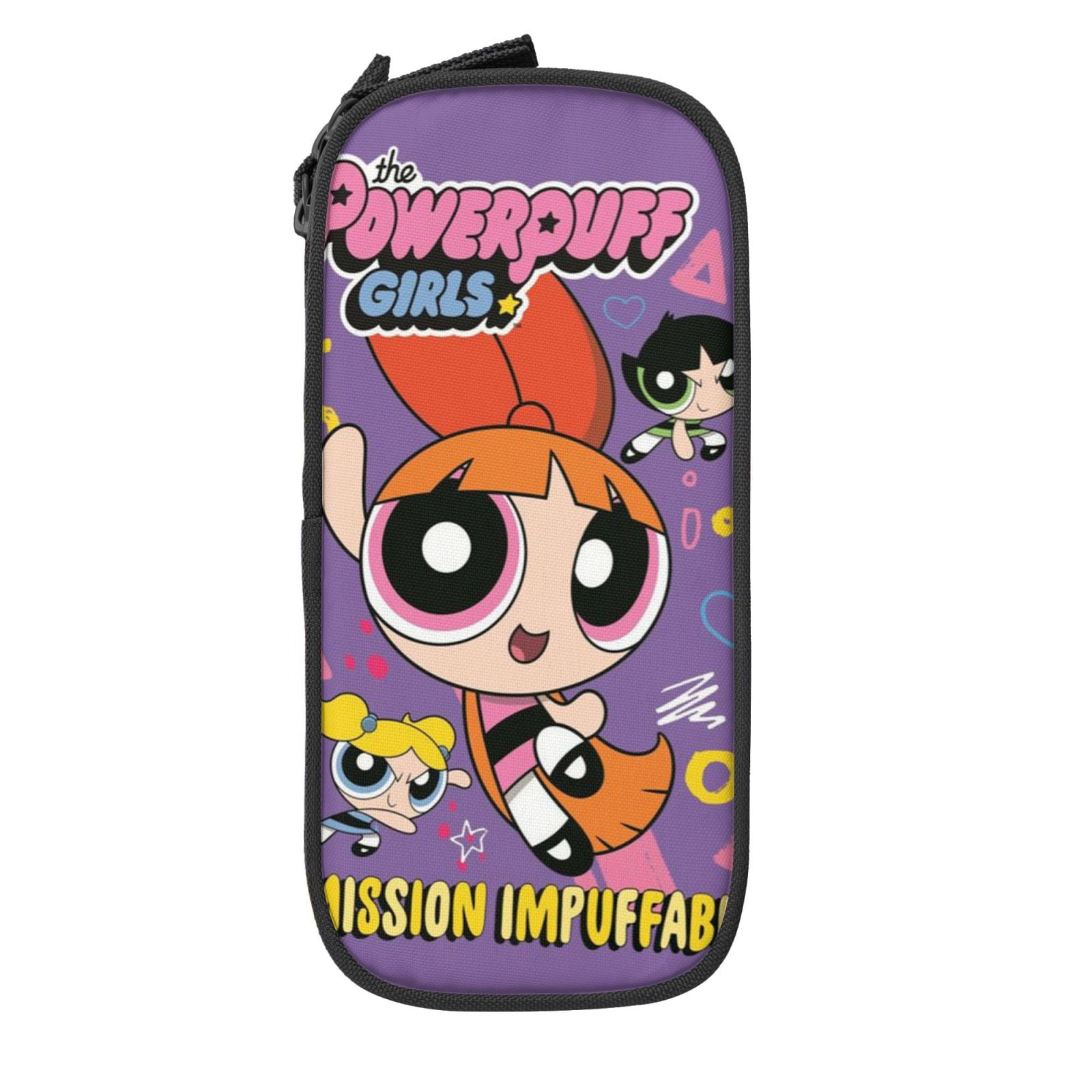 The Powerpuff Gi-rls Pencil Case Large Capacity Pencil Pouch Penbag Office Stationery Organizer Travel Makeup Bag Black