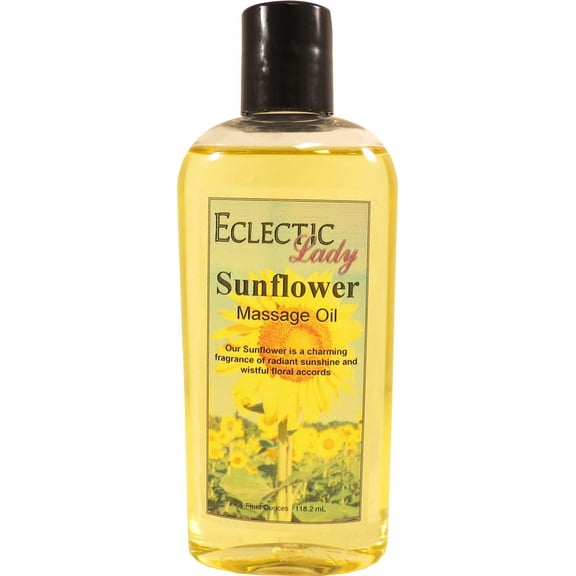 Sunflower Scented Massage Oil by Eclectic Lady, 4 oz, Sweet Almond Oil and Jojoba Oil