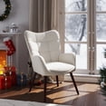 thumbnail image 5 of Homy Casa Wingback Accent Chair, Relaxing Living Room Armchair  Ideal for Lounge Vanity Patio Bedroom, Beige, 5 of 11