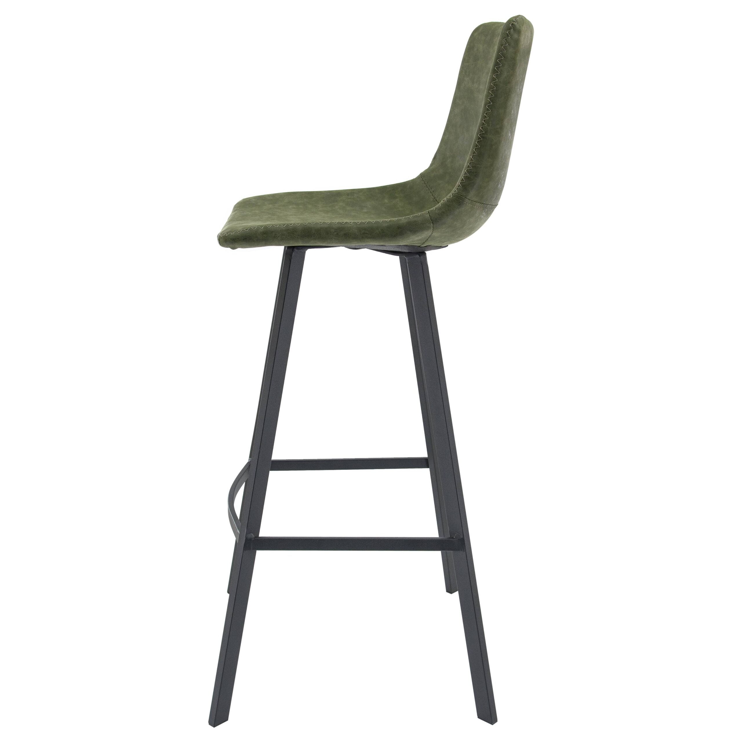 LeisureMod Elland Modern Upholstered Leather Bar Stool Kitchen